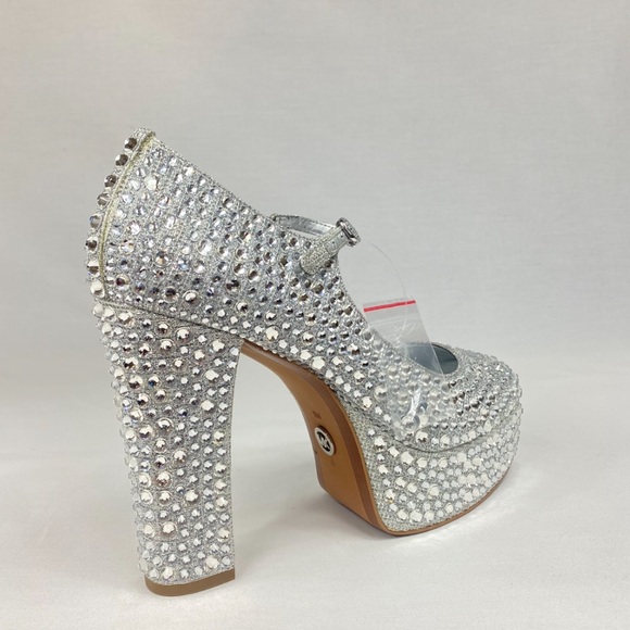 NWT Bridal MICHAEL Michael Kors Fallon Mary Jane Glitter Bedazzled Heels… - Picture 6 of 16